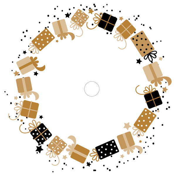 Black & Gold Presents Tree Skirt Fabric Panel Discount