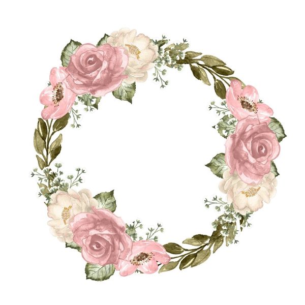 Blush Florals Wreath Fabric Panel Variation 1 Supply