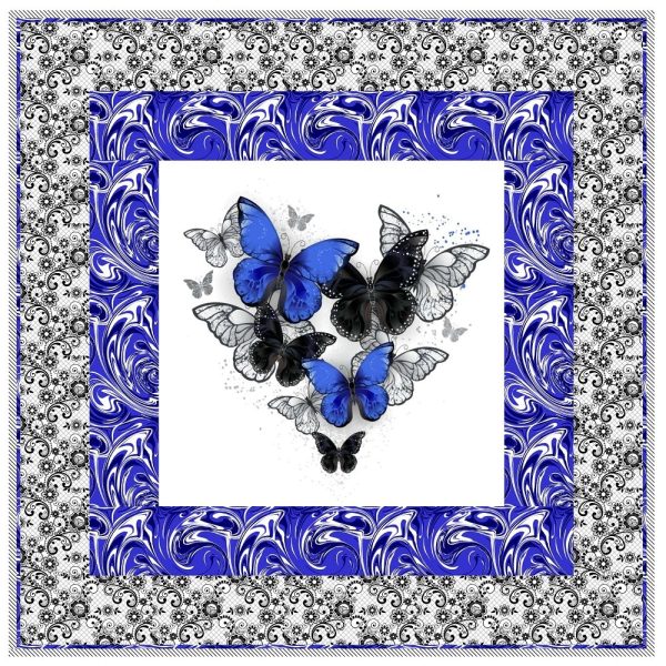 Blue Butterflies Meadow Wall Hanging 42  x 42  Discount