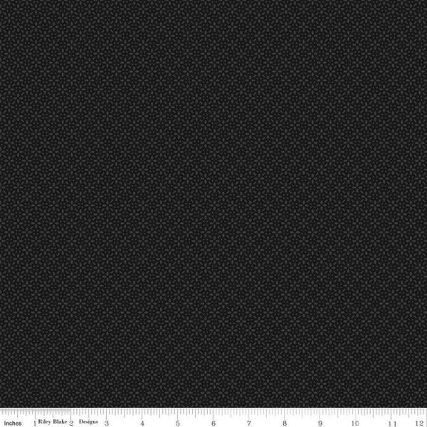 Tone on Tone Daisy Fabric - Black For Sale