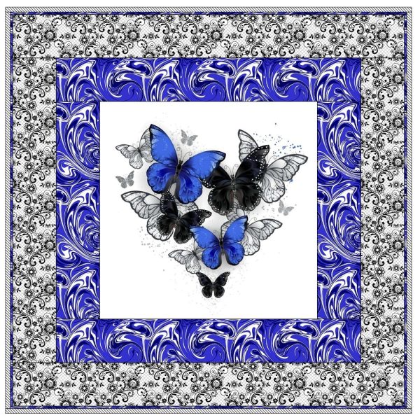 Blue Butterflies Meadow Wall Hanging 42  x 42  Discount - Image 2