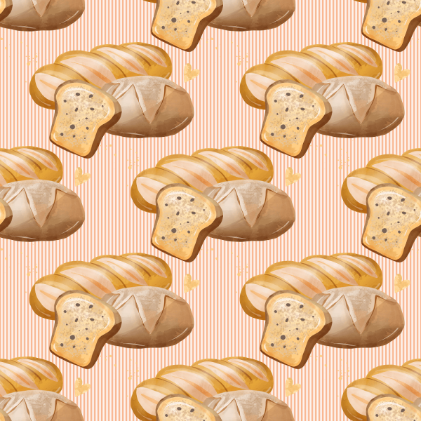Fresh Baguettes on Vertical Striped Fabric - Peach For Cheap