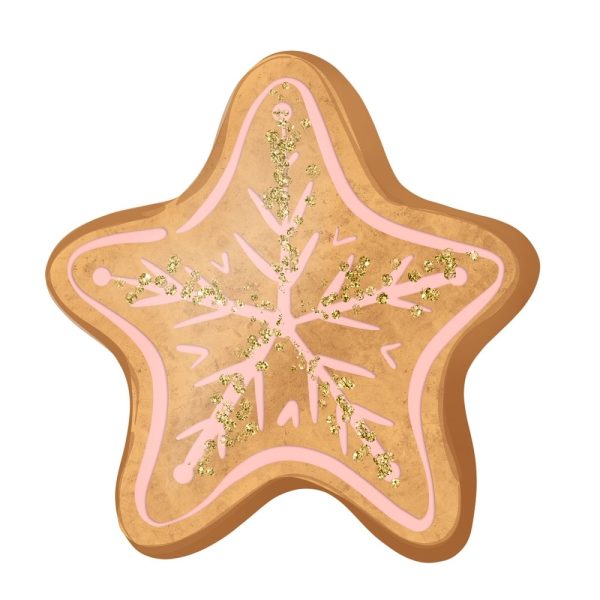Gingerbread Star Fabric Panel - Pink on Sale