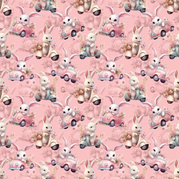 Cute Bunny in Car Fabric Cheap