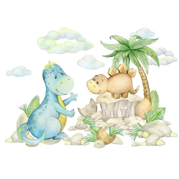 Dinosaurs and the Mountains Fabric Panel Online Sale